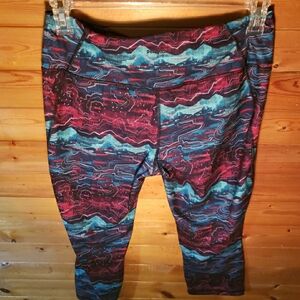 Patagonia Multicolor Mountain Print Leggings - Teal & Burgundy